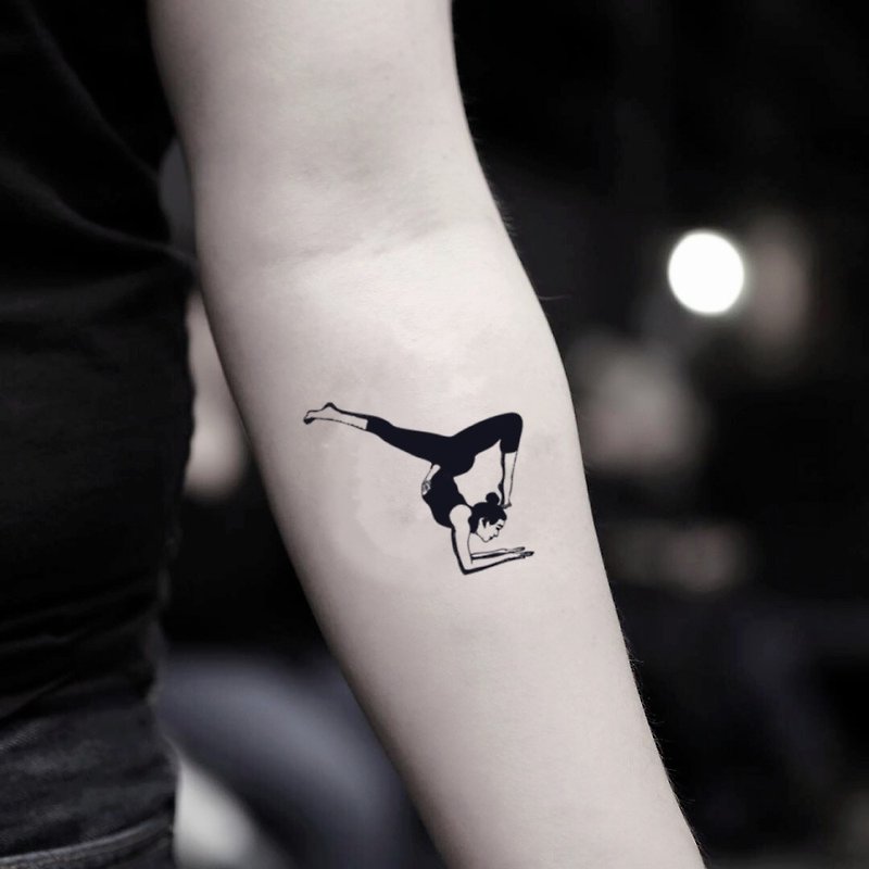 Gymnastics Temporary Fake Tattoo Sticker (Set of 2) - OhMyTat - สติ๊กเกอร์แทททู - กระดาษ สีดำ