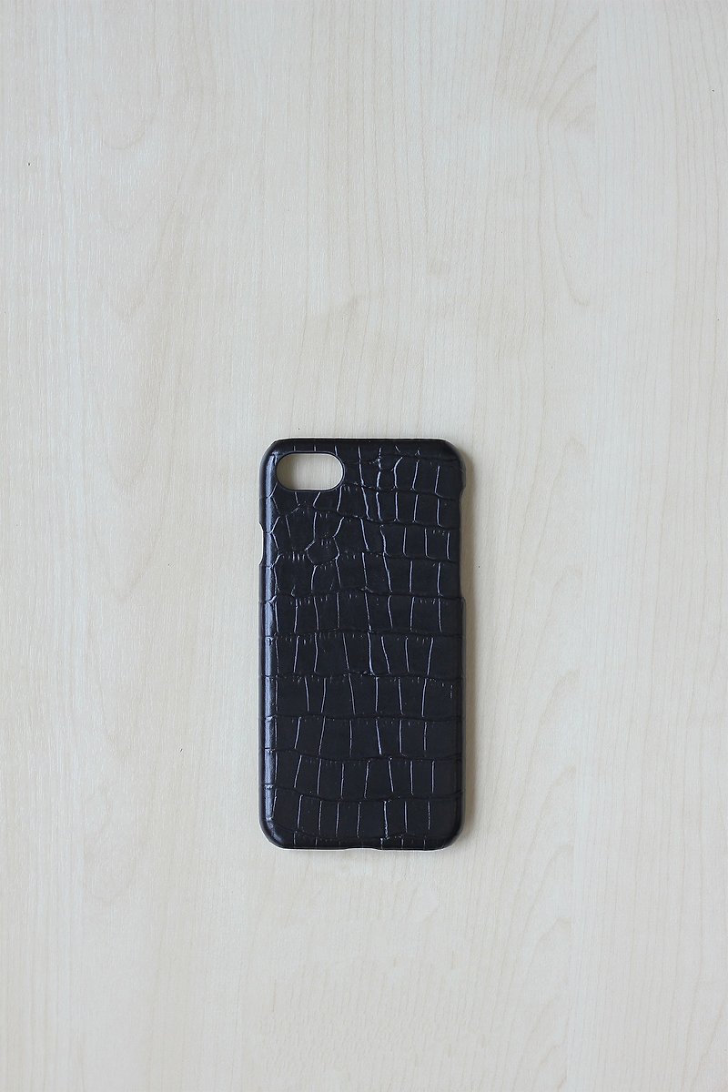Leather case for Iphone 7/8 (Shining Black) - 手機殼/手機套 - 真皮 黑色