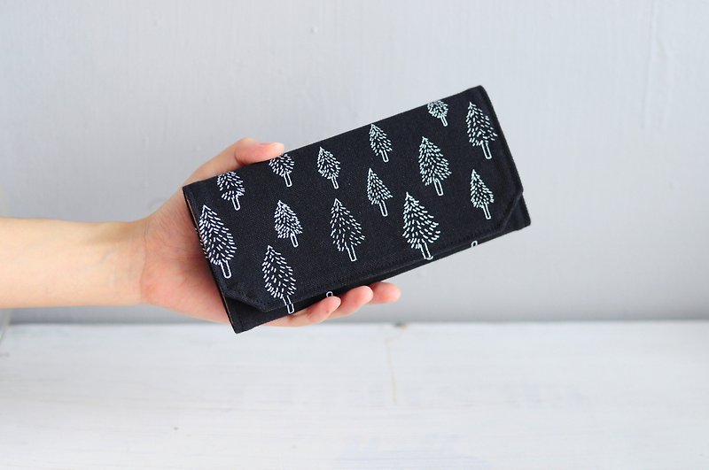 Handmade Canvas Wallet-Black tree - Wallets - Paper Black
