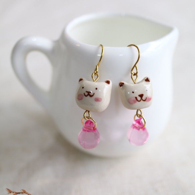 bear raining earring - Earrings & Clip-ons - Pottery 