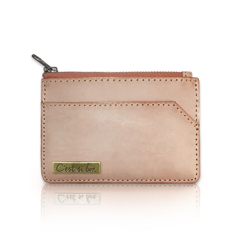 [Craftsman Leather] Matte Wax Leather Change Card Case Travel Commuting Gift - Camel - กระเป๋าใส่เหรียญ - หนังแท้ สีนำ้ตาล