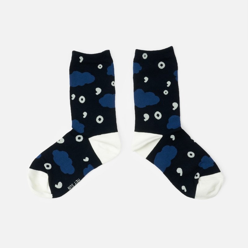 Punctuation cloud and rain socks-2 colors - ถุงเท้า - ผ้าฝ้าย/ผ้าลินิน สีน้ำเงิน