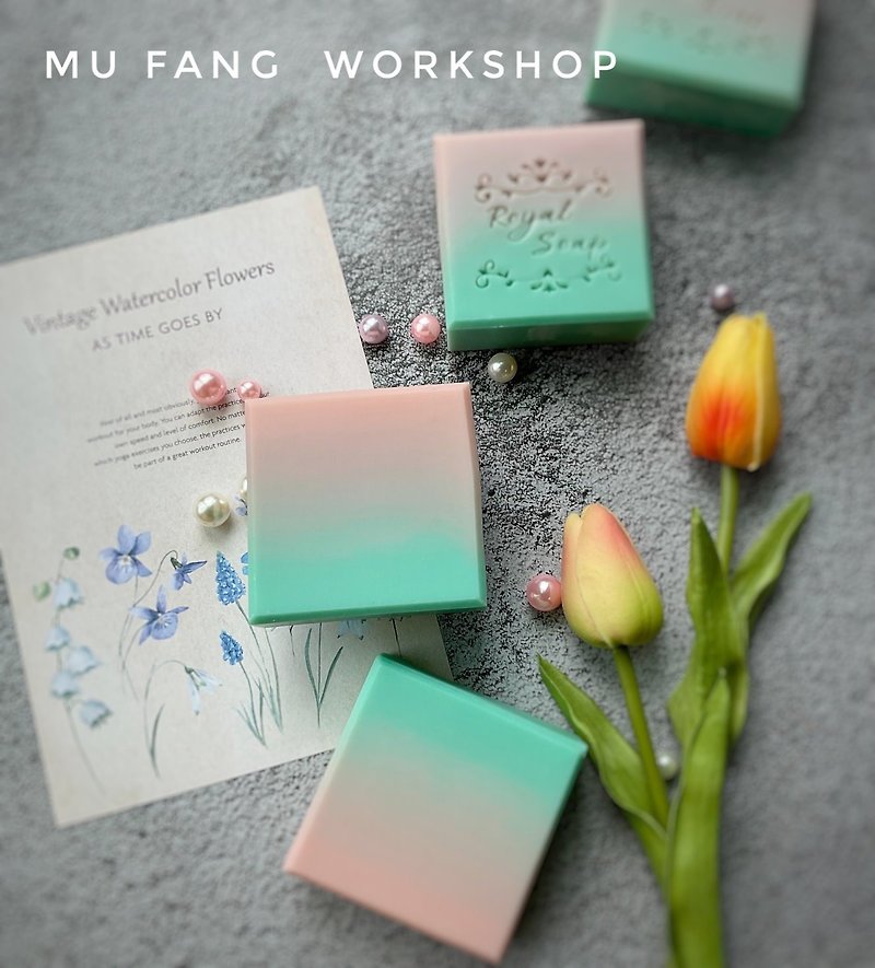 Mufang Handmade Soap Lavender Sweet Apricot Moisturizing Soap-Korean Gradient (Fairy) - Soap - Other Materials Pink