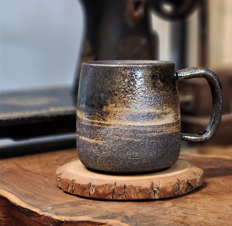 Wood-fired pottery mug/coffee cup - Mugs - Pottery Black