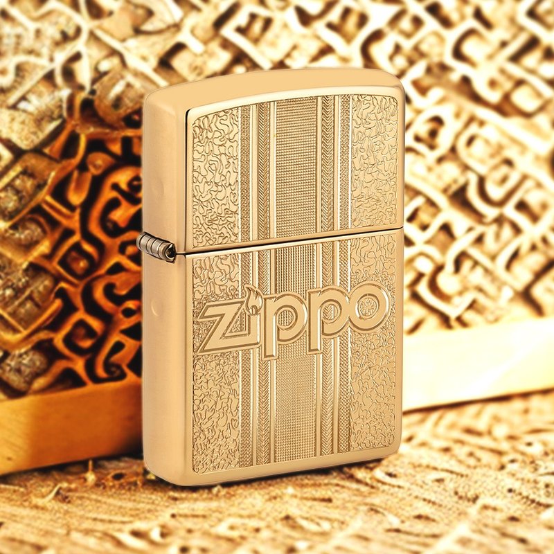 【ZIPPO官方旗艦店】復古黃銅紋路設計防風打火機 29677 - 其他 - 銅/黃銅 金色