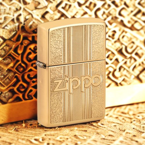 Zippo 【ZIPPO官方旗艦店】復古黃銅紋路設計防風打火機 29677