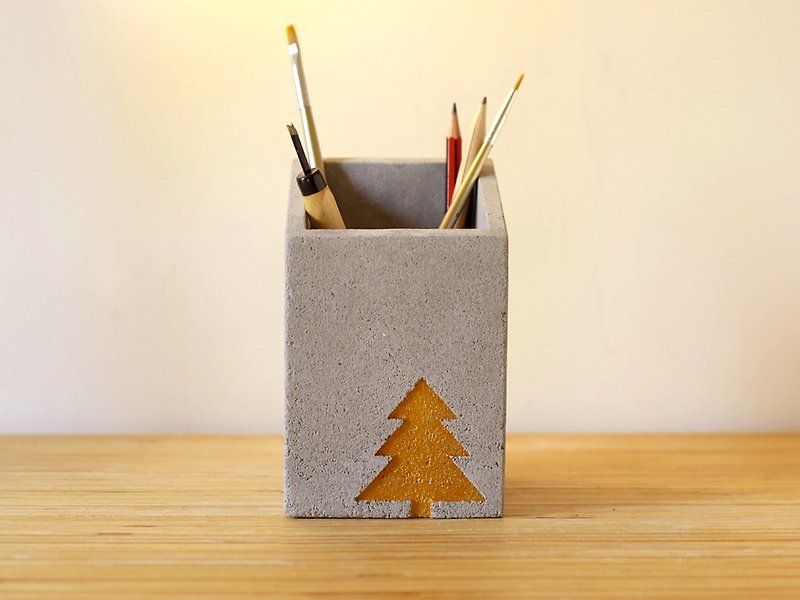 屋型聖誕樹筆筒 - 筆筒/筆座 - 水泥 