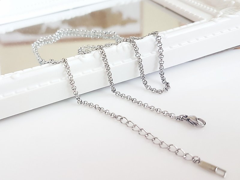 2.5mm珍珠鋼鍊(單鍊)長42-85cm 頸鍊短鍊鎖骨鍊 - 鎖骨鍊 - 不鏽鋼 銀色
