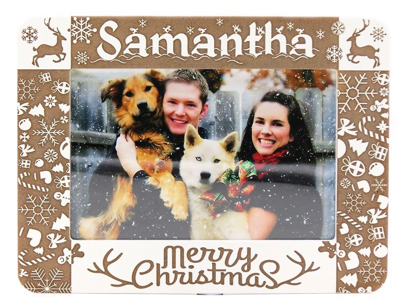 Custom Carved Wooden Photo Frame (4R Photo) – Christmas Theme B Theme x Personalization - Picture Frames - Acrylic White
