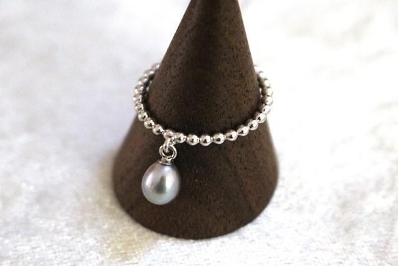 Freshwater Pearl bra ring (silver color) - General Rings - Other Metals Silver