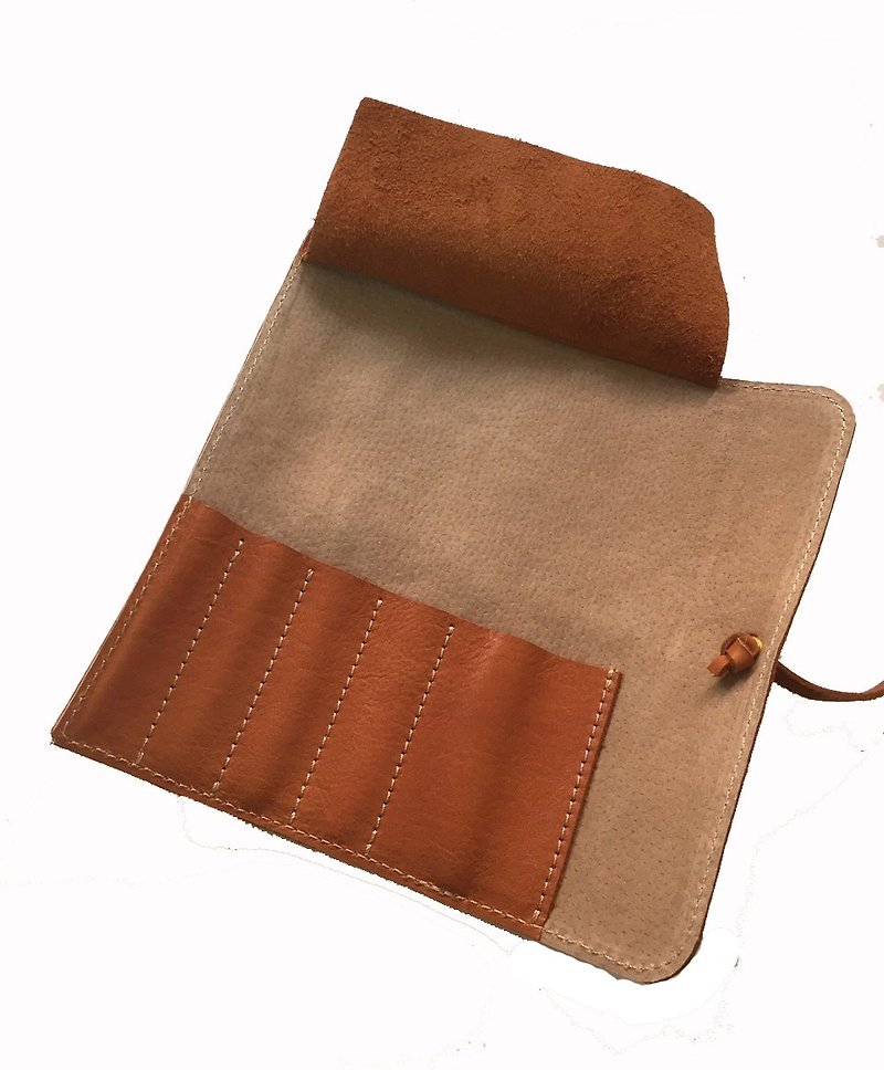 Genuine leather leather pencil case pencil case pencil case tool bag stationery bag - กล่องดินสอ/ถุงดินสอ - หนังแท้ สีนำ้ตาล