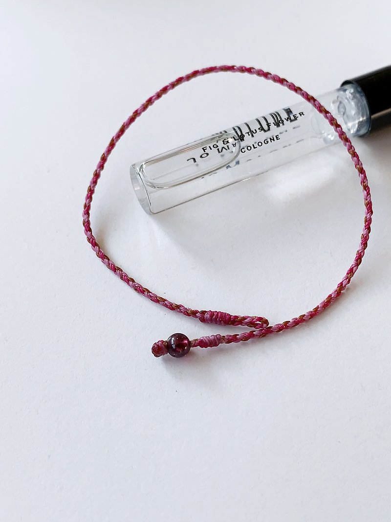 Stone/ four-strand braided ultra-fine Wax thread lucky rope / guides the direction of the heart - Bracelets - Other Materials Red