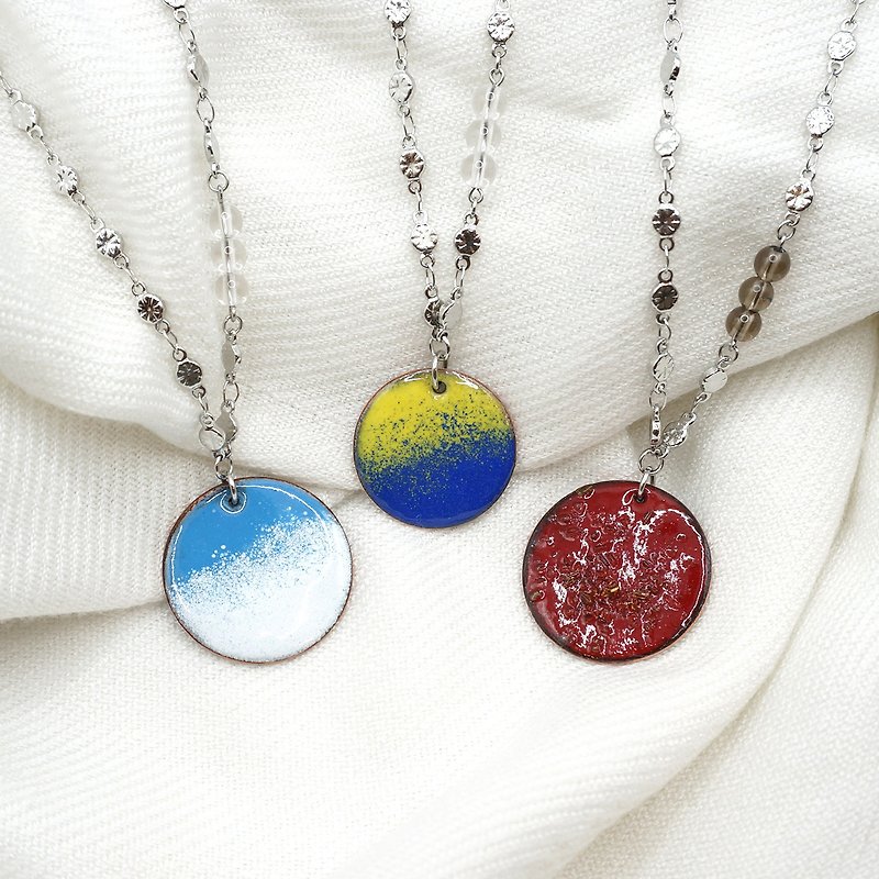 Camping Inspired Coin Handmade Glass Enamel Necklace - Necklaces - Enamel 