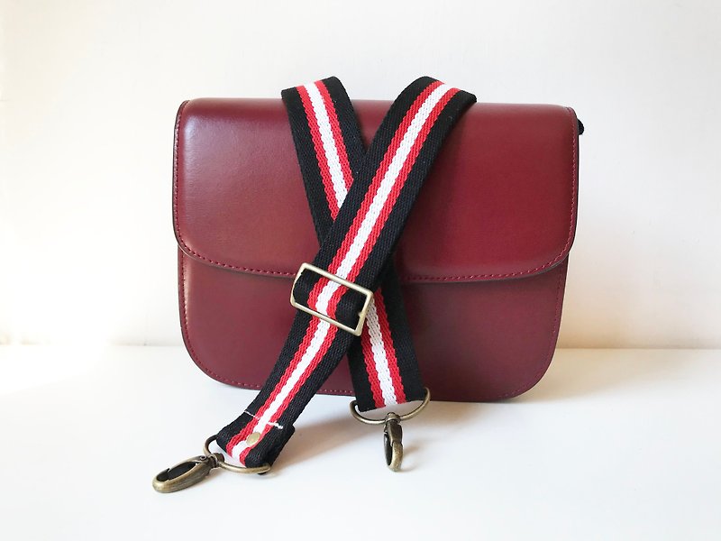 Hand-made straps, cotton woven straps, backpack back straps, wide straps - กระเป๋าแมสเซนเจอร์ - ผ้าฝ้าย/ผ้าลินิน สีดำ