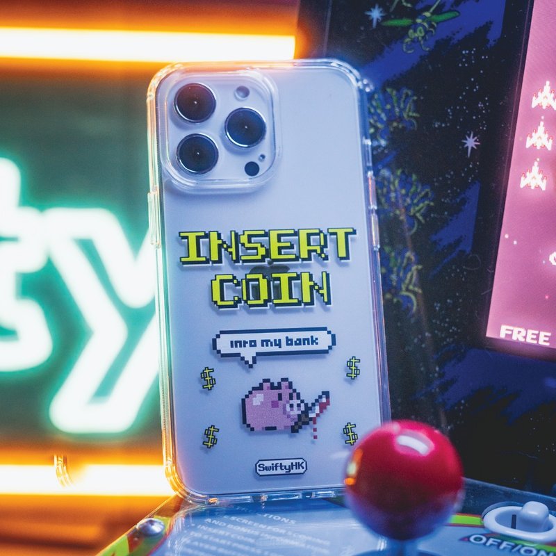 SwiftyHK 像素 INSERT COIN into my bank 手機殼  (掛繩需另購) - 手機殼/手機套 - 壓克力 