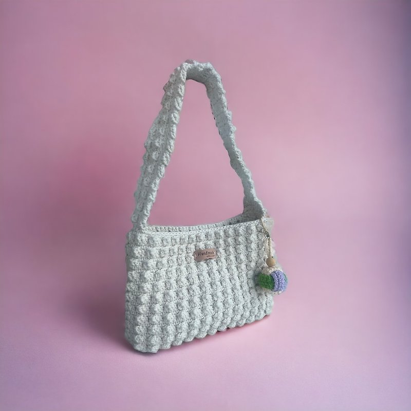 Crochet Popcorn White bag - Handbags & Totes - Other Materials White