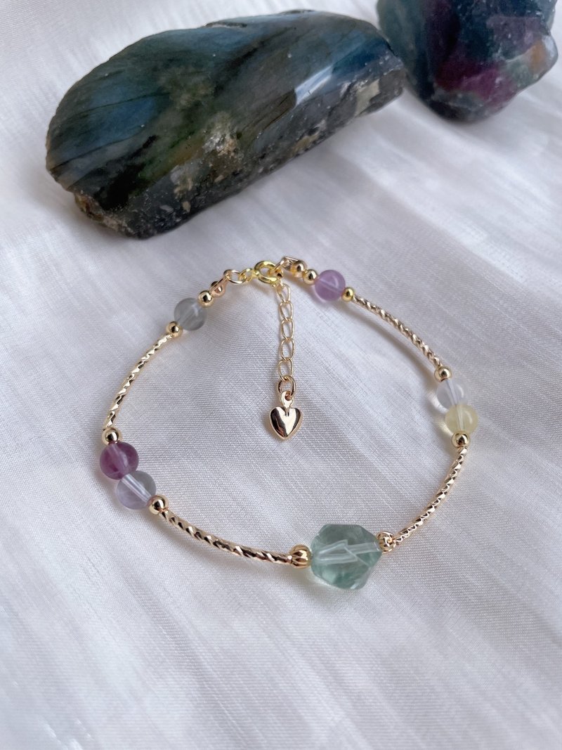 艾莉兒手作//愛的呢喃/螢石//協助穩定情緒14K包金保色手鍊 - 手鍊/手環 - 其他金屬 
