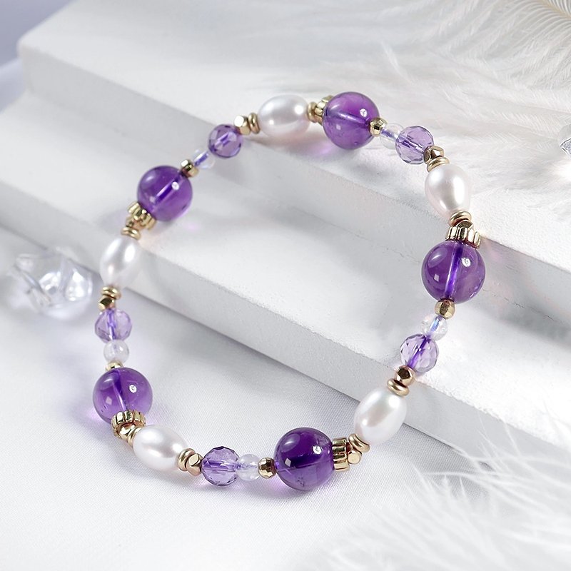 Athena's Blessing | A119 Amethyst Moonstone Pearl Bracelet - Bracelets - Gemstone Purple