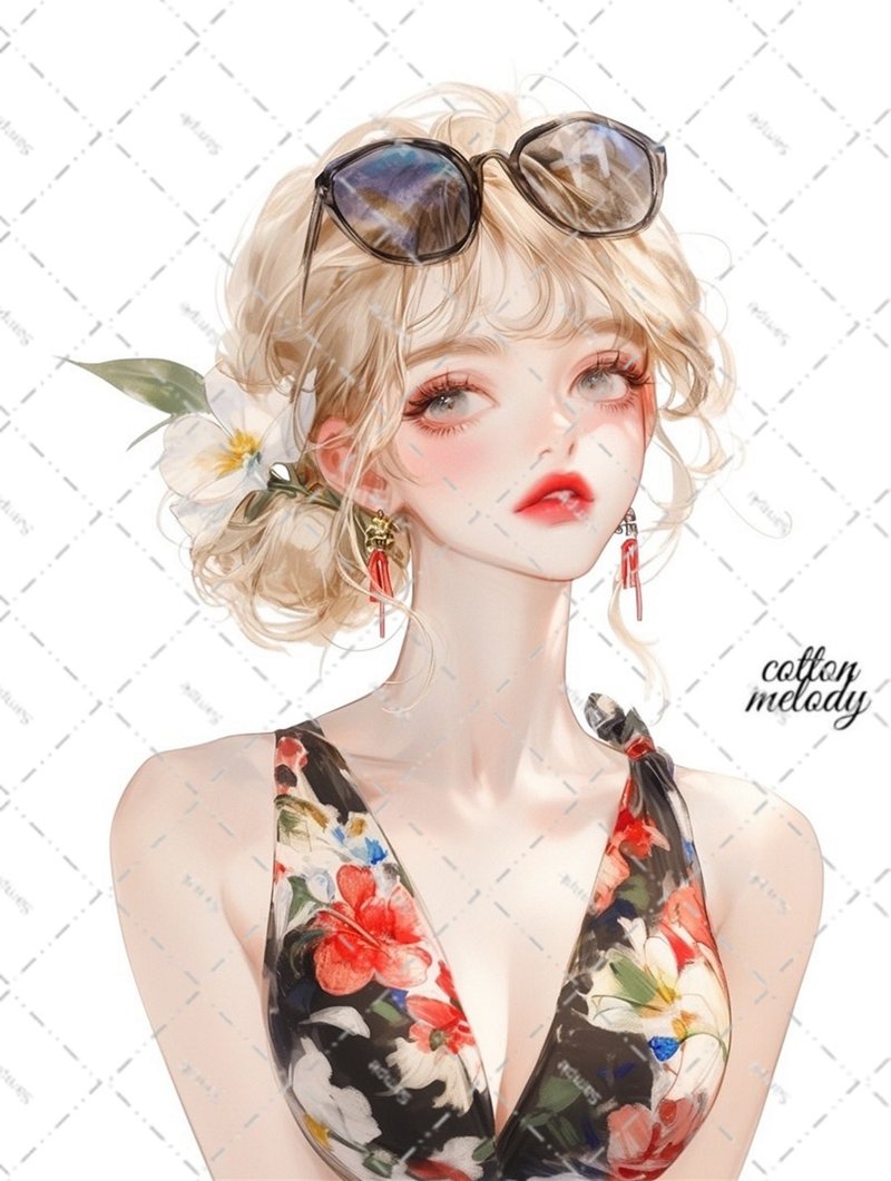 original sticker no.6429 人物ステッカー オリジナルステッカー 人物ステッカー 女の子ステッカー オリジナル人物ステッカー - 貼紙 - 紙 