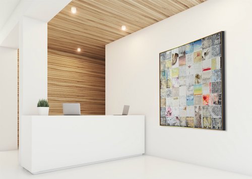 抽象的なミクストメディアアート キャンバス上のオリジナル絵画