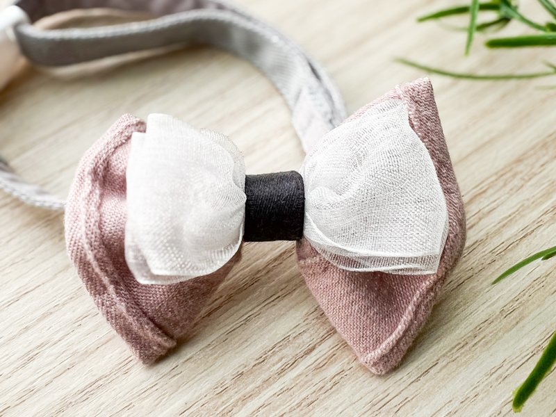 Pink cute bow pet collar - Collars & Leashes - Cotton & Hemp 