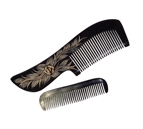 AnhCraft 2PCS Hair Comb Anti-Static & Dandruff Resistant Handmade from Buffalo Horn.