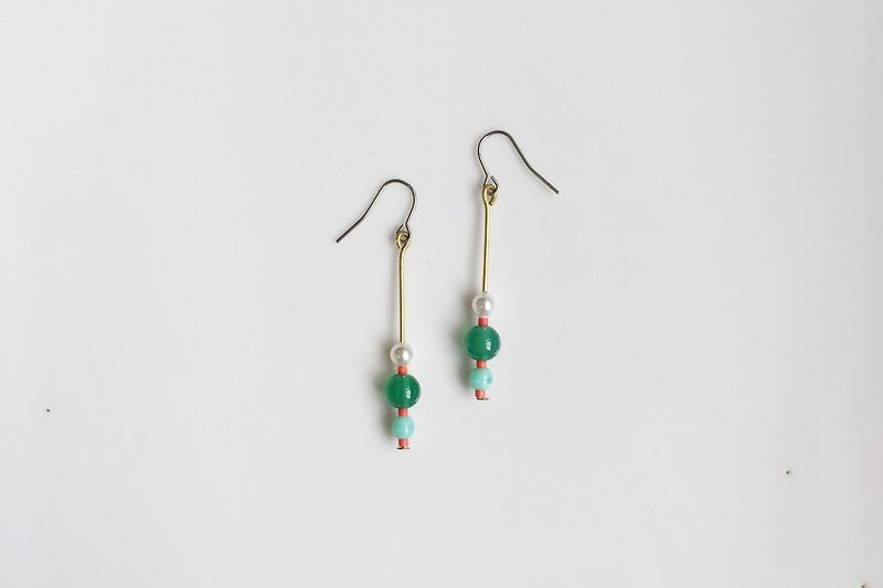 Maruko Green Agate Pearl Earrings - Earrings & Clip-ons - Glass Green