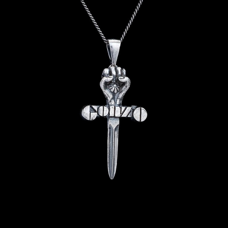 Hunter S. Thompson Gonzo symbol cross pendant. Gonzo handmade metall Thompson - 項鍊 - 其他材質 
