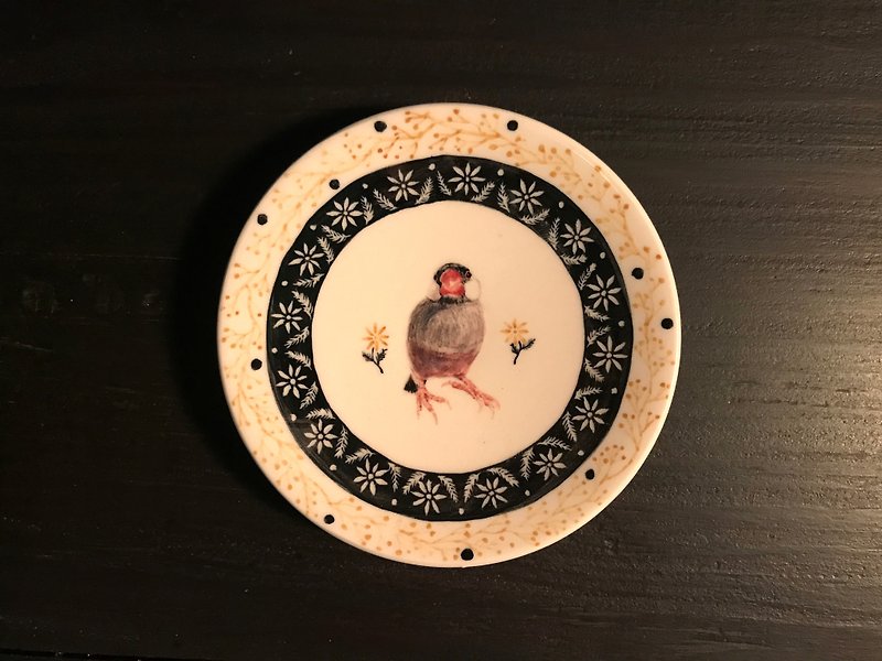 Hand-painted bird small dish - จานเล็ก - เครื่องลายคราม 