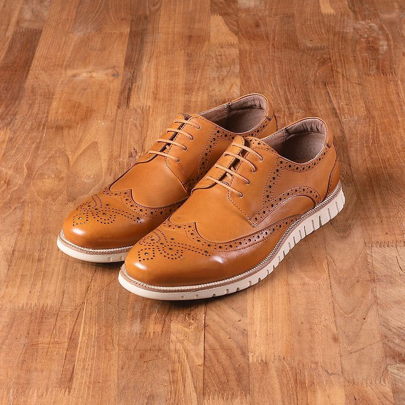 Own-way Street Style Gentleman Derby Shoes-Va264 Brown - รองเท้าลำลองผู้ชาย - หนังแท้ สีนำ้ตาล