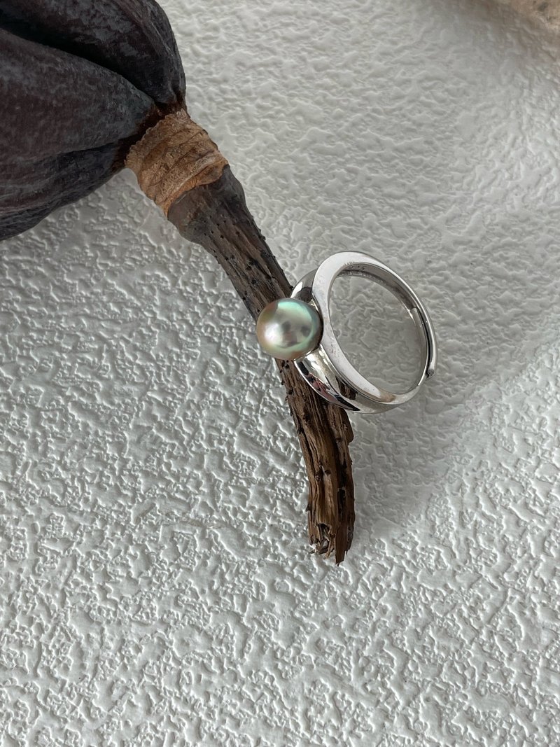 真多麻珍珠银戒指 Natural Akoya Pearl silver ring - General Rings - Pearl White