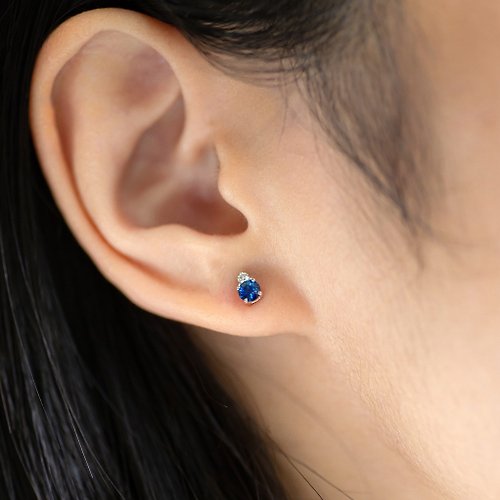 Soul Jewelry 天然藍寶石18K耳環/絲絨藍/寶石耳釘/客製化