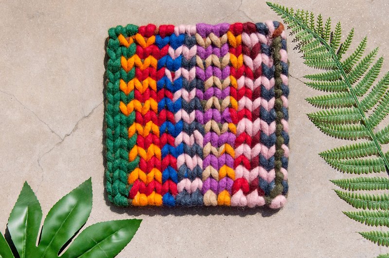 Ethnic wind forest wool felt pot mat rainbow placemat potholder-rainbow sky candy color striped weaving - Place Mats & Dining Décor - Wool Multicolor