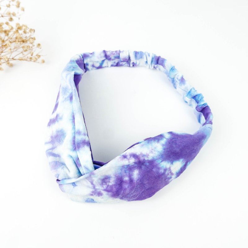 Tie-dye handmade Elastic hairband :Tanzanite: - Hair Accessories - Cotton & Hemp Purple