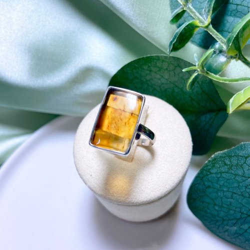 Forge Jewelry 打鐵所飾品 只有一個 純天然琥珀 可調925純銀 高貴花珀偏黃 收藏 戒指