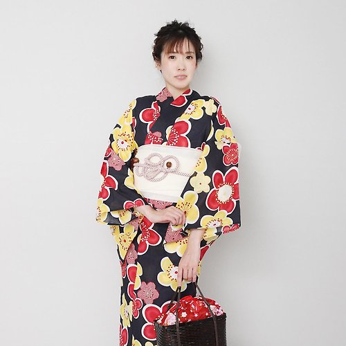 fuukakimono 日本 和服 梭織 女性 浴衣 腰封 2件組 F Size x10-48 yukata