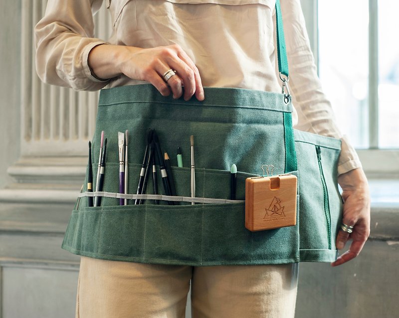 Plein air bag, canvas, bag for artists - อื่นๆ - ผ้าฝ้าย/ผ้าลินิน สีเขียว