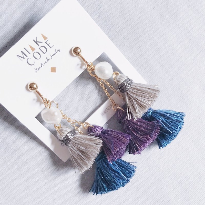 Tassel natural freshwater pearl earrings/ Clip-On - Earrings & Clip-ons - Other Materials Multicolor