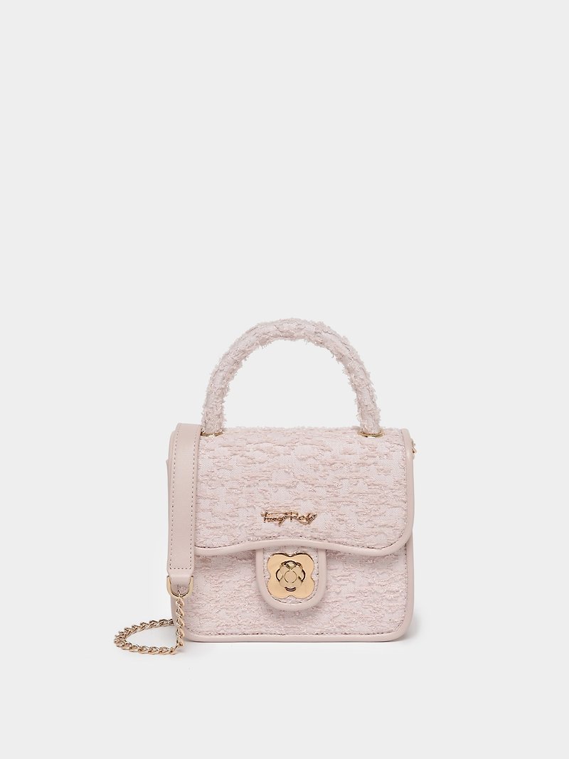 Jacquard flower lock side bag - Messenger Bags & Sling Bags - Faux Leather Pink