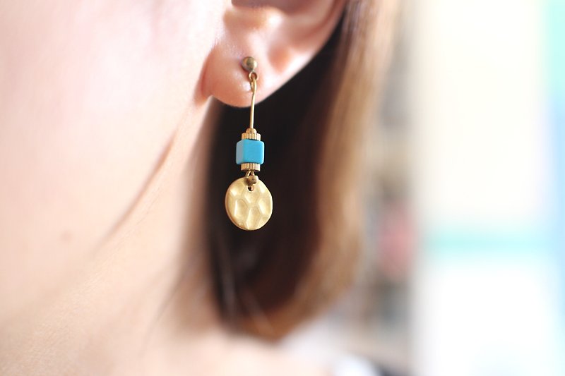 Summer walk -Brass handmade earrings - Earrings & Clip-ons - Copper & Brass Multicolor