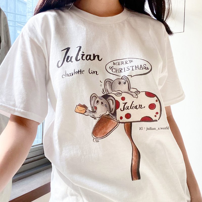 [Charlotte Lin Lin Xiaorou] Pure cotton T-shirt・Letterbox style - Women's T-Shirts - Cotton & Hemp White