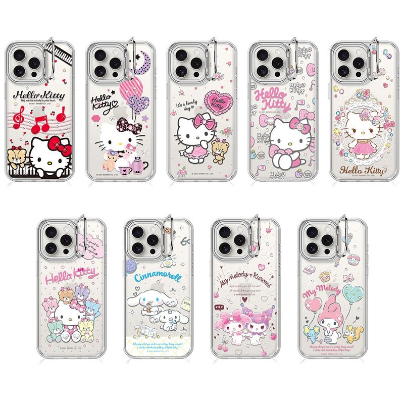 Sanrio iPhone 16 Series Military Standard Anti-fall Invisible Stand Crystal Color Diamond Phone Case - Multiple pictures available 3 - Phone Cases - Other Materials Multicolor