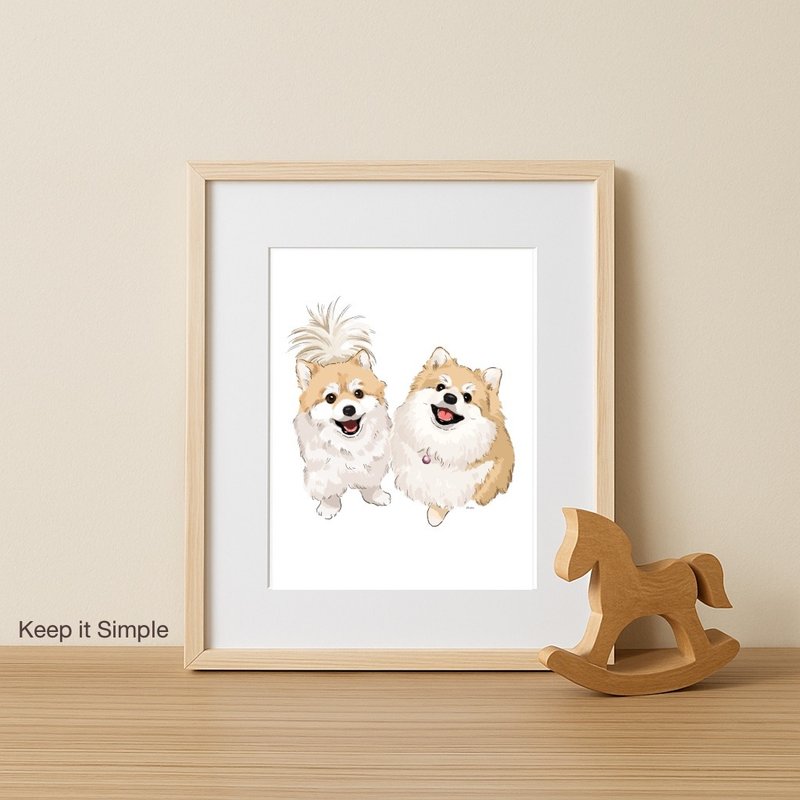 Custom Pet Portrait – 2 Pet, Name & a Meaningful Date - 電子似顏繪/繪畫/插畫 - 其他材質 