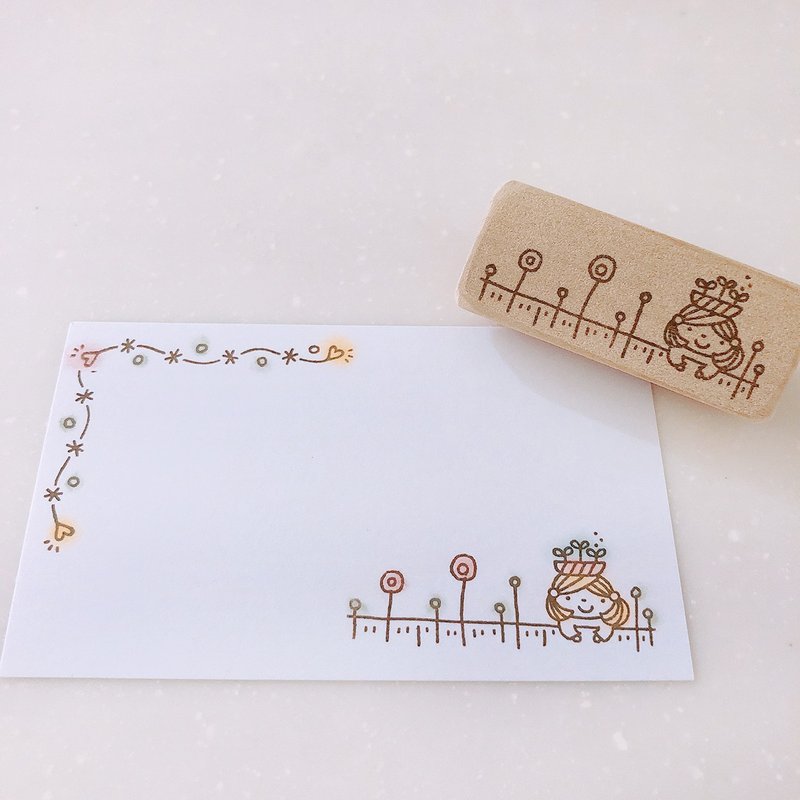 お花大好き女の子 はんこ スタンプ stamp ハンコ - 印章/印台 - 橡膠 