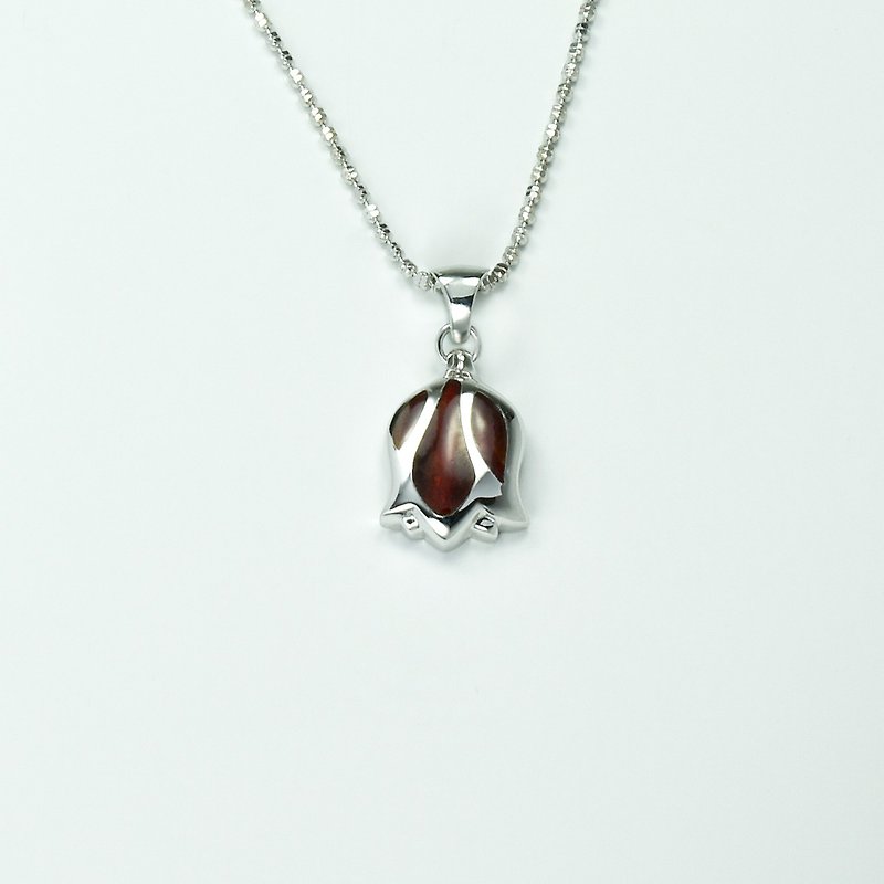 Tulip Necklace (Large)-Night Down - Necklaces - Other Metals Brown