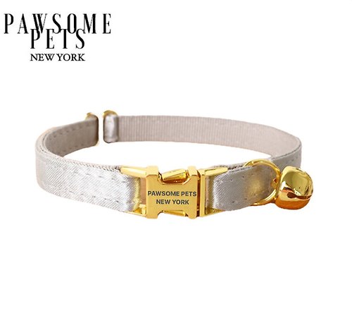 Pawsome Pets New York HANDMADE DOG AND CAT COLLAR - SILVER