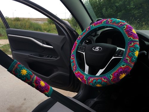 Evil Eye Blue Steering Wheel Cover For Women, Crochet Wheel Cover - Shop  Crochberry Other - Pinkoi