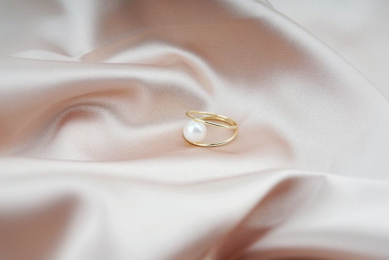 18K Gold Natural Pearl Ring│Independent Simple Individual Style│Adjustable Rings Regardless of Size - แหวนทั่วไป - ไข่มุก 