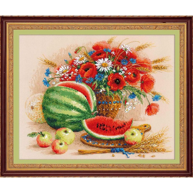 100/060 - RIOLIS Cross Stitch Material Pack - Watermelon Still Life Photo - Knitting, Embroidery, Felted Wool & Sewing - Other Materials 