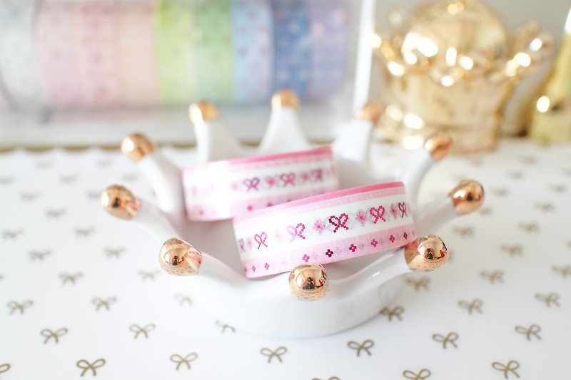Bronzing paper tape-Sweater pattern bronzing bow - Washi Tape - Paper Multicolor